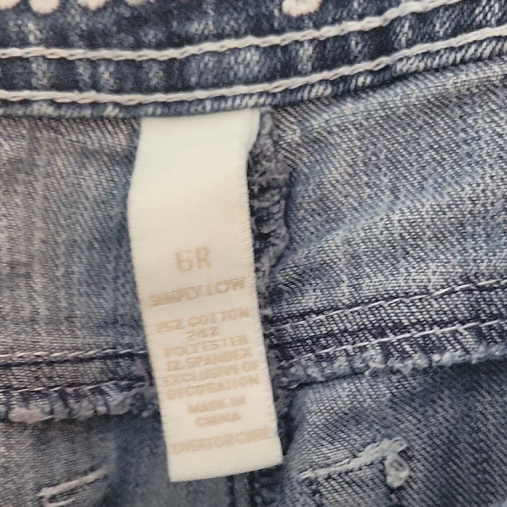 Y2K JUSTICE JEANS SIMPLY LOW‎ DISTRESSED DENIM BLUE JEANS GIRLS SZ 6R